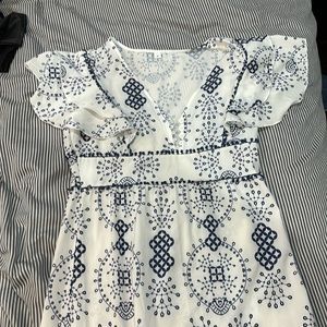 Blue and white maxi dress size small